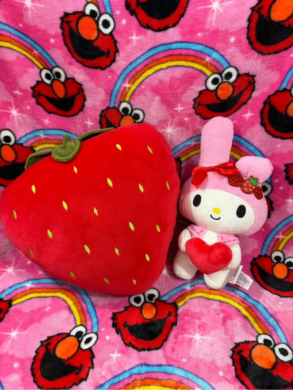 Sanrio My Melody Strawberry Heart Plush Kawaii Pink Bunny Stuffed Animal Bundle